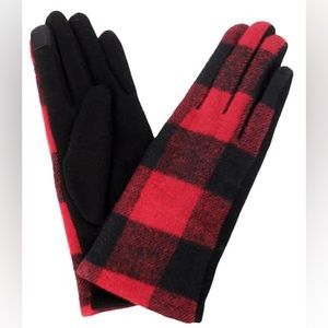 DAVID AND YOUNG Tech Touch Northcrest Gloves RED AND BLACK BUFFALO PLAID OS NWT